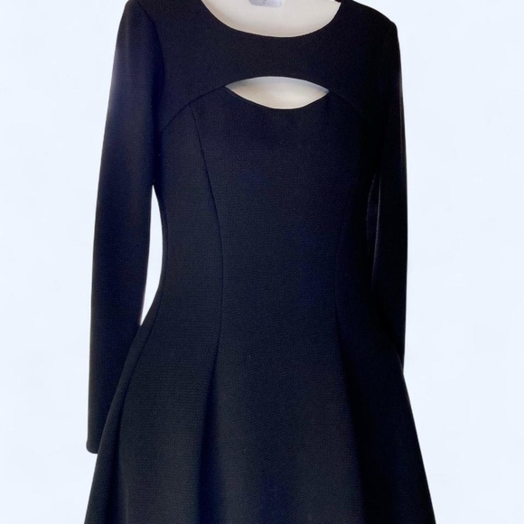 Bar III Black Fit and Flare cut out Long Sleeve Dress zipper back XS - Picture 1 of 3